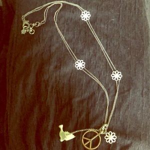 Lucky Brand dove peace daisy long necklace
